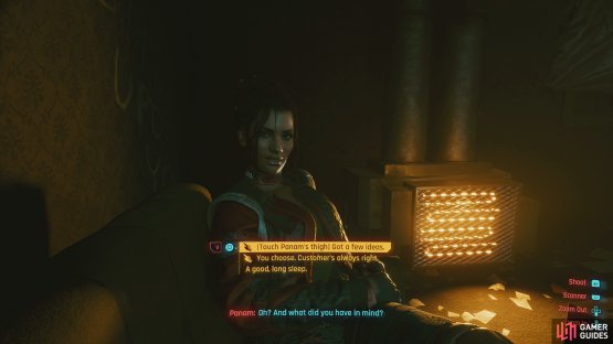 In the farm house, you can flirt with Panam. It doesn&rsquo;t go anywhere, nor does it affect your prospects of romancing her later.