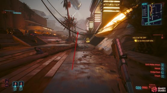Follow the road until you get approximately 70M away from your objective.