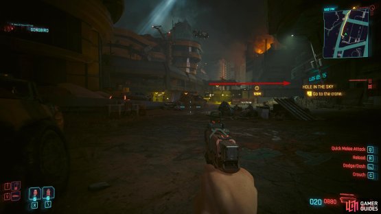 Then head into the building on the right to bypass the guards.