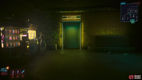 Head to the back of the club and use the elevator to speak to him.