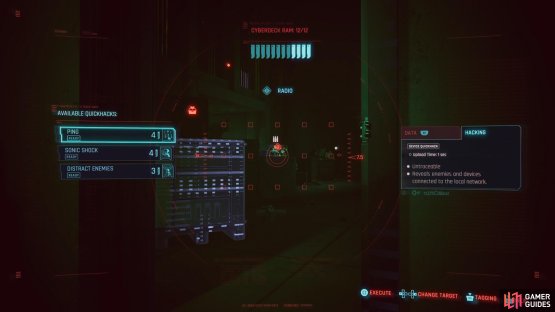 Use the radio to distract the guard in the room and take him down