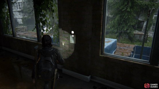Head up to the 2F of the building before the water to find a Trading Card