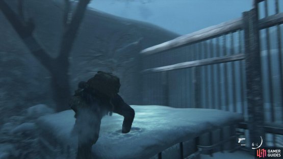 then climb over the fence and continue a little further along to view a cutscene.