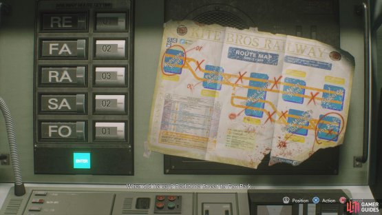 then go back to the Bros Railway Subway building and input the combination above