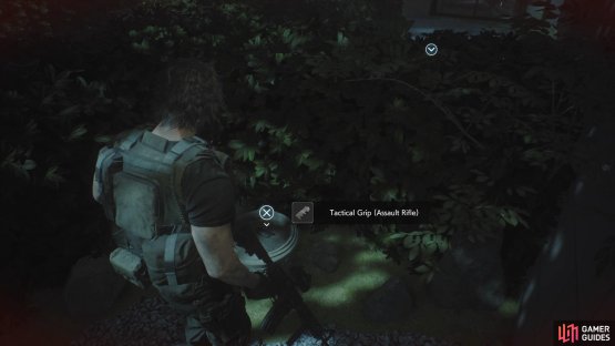 Drop out of the window on the 2nd floor to find the Tactical Grip Attachment for Assault Rifle