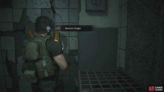 Grab the Electronic Gadget from the crumbling in the Shower Room 