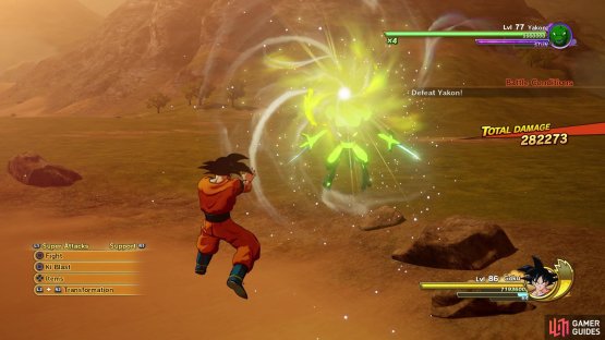 Be mindful that Yakon can absorb some of Goku&rsquo;s Ki attacks