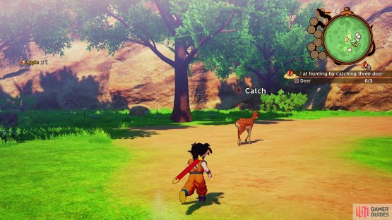Get close enough to the deer to see the button prompt for catching it