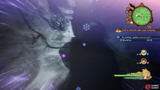 Use your Ki-searching ability to search for purple orbs