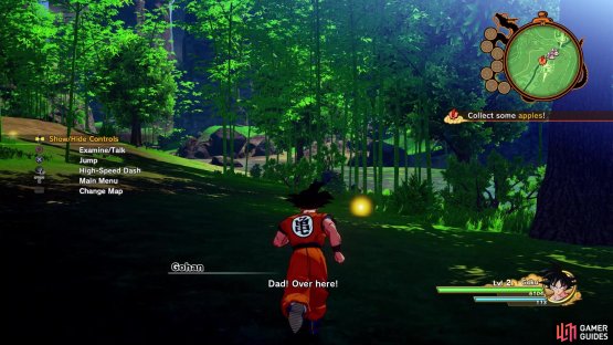 The items you pick up off the ground are automatically collected as you get close