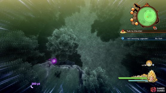 Take to the skies to use your Ki-searching ability