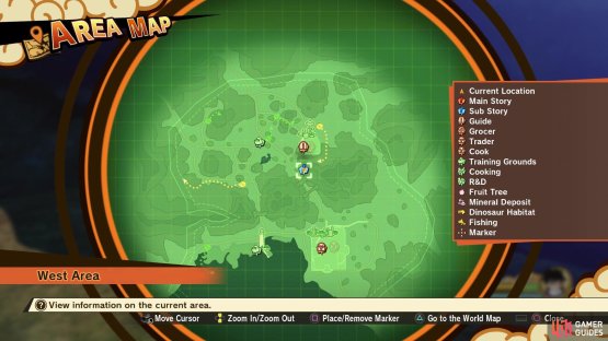 The location of the substory on the map