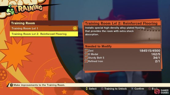 The Training Room requires a fair amount of resources to upgrade