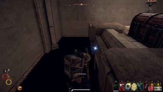 Use the lever behind the chest to open the secret door next to it.