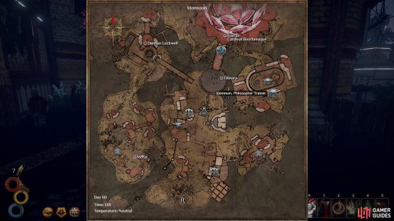 The location of Alemmon on the city of Monsoon map.