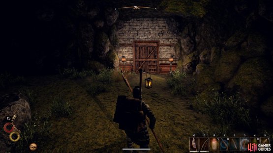 The door to the west which can be found around the corner from the chest.