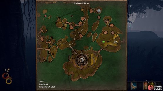 The location of the first Marshmelon as you enter Hallowed Marsh from Enmerkar Forest.