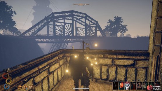 As you leave the dungeon, you will see the bridge to the south west.