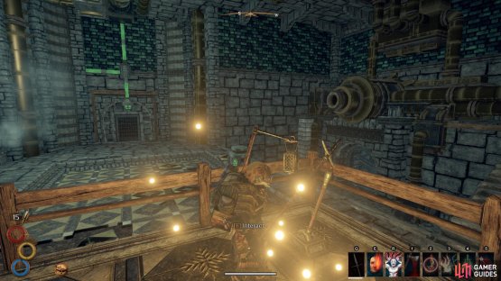 Use the lever on the lift platform to raise it while you&rsquo;re on it. The one beside can be used to move the lift without being on it.