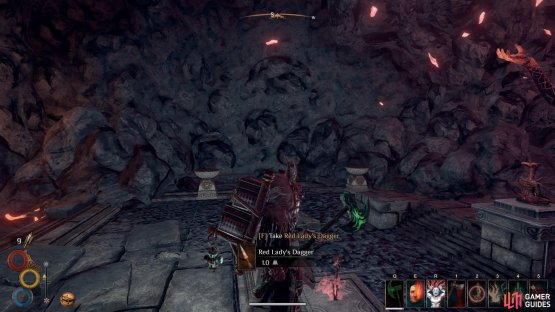 Once you have placed the idol, you will be able to take the Red Lady&rsquo;s Dagger from a stone platform in front of the statue.
