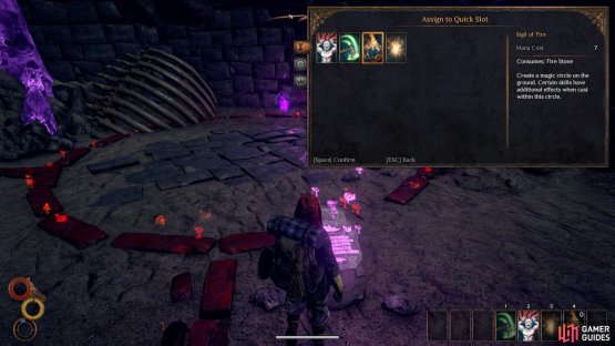 The &lsquo;Sigil of Fire&rsquo; skill as shown in the quick slot menu.