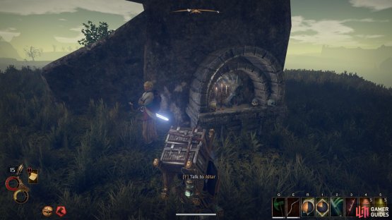 Head east from the Monsoon docks and up the hill, where you will find the Vigil Altar.