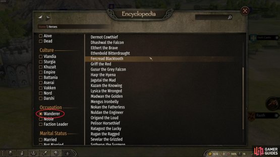 Be sure to use the in-game encyclopedia to search for companions based on their epithets. All recruitable companions will be listed under the &ldquo;Wanderer&rdquo; occupation.
