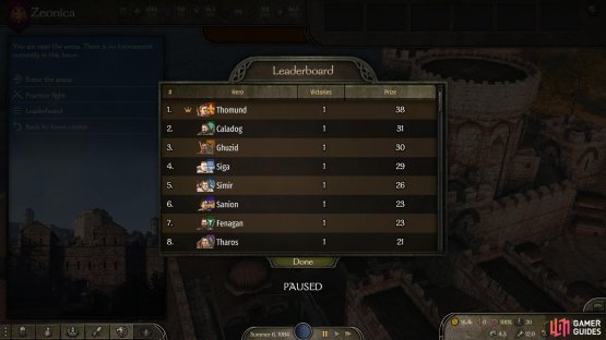 You can view the leaderboard for a specific tournament from the tournament menu in any given settlement.