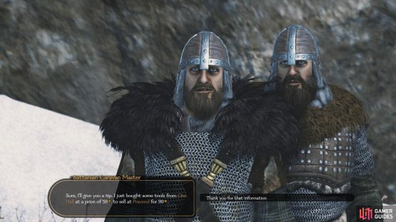 Speak with roaming caravans to learn about where to sell specific items for a profit in the local region. This is especially useful while your Trade skill is low.