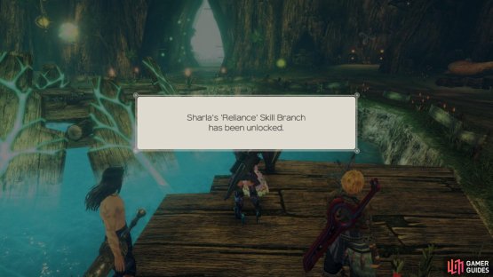 Sharla unlocks the skill branch, Reliance