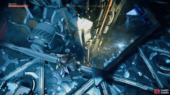 Climb down the platform underneath the tallneck