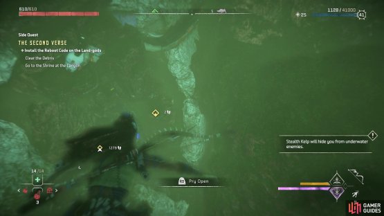 Keep swimming until you see this button prompt