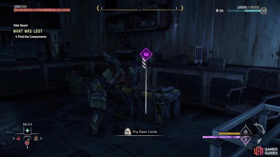 The chest you have to pry open is the one holding the Zenith Components