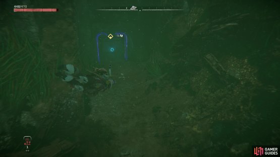 Swim down to a submerged bunker,