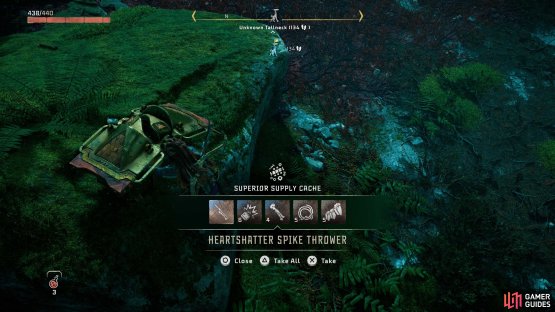 Brave the machines and the blight and you can grab the Heartshatter Spike Thrower.