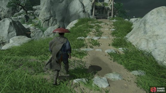 You can see some rocks off to the left that begin the path to the shrine
