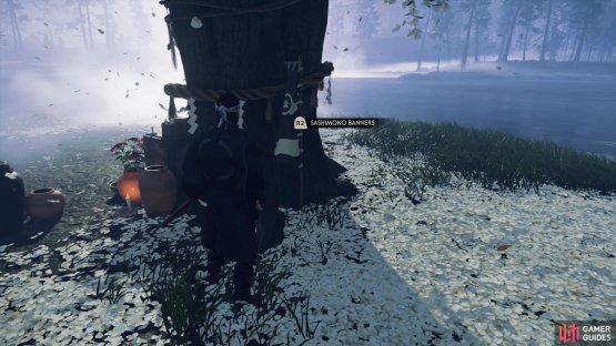  to find this banner sitting by a tree.