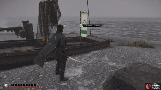 then go down to the boat below to find this banner.