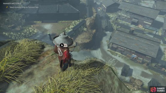 You can climb down this cliff to reach the inside of Komatsu Forge