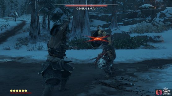 Bartu will use an unblockable Shield Bash when approaching you like this