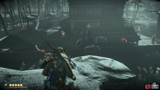 Use this rock to see the entire area and where best to strike
