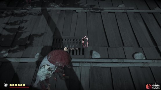 Use the hatch on the roof to slip inside the building