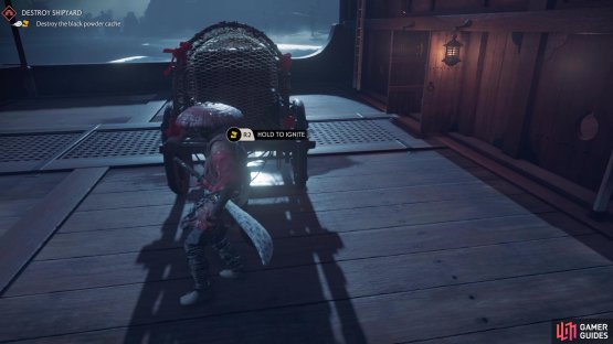 The black powder cache is on the ship