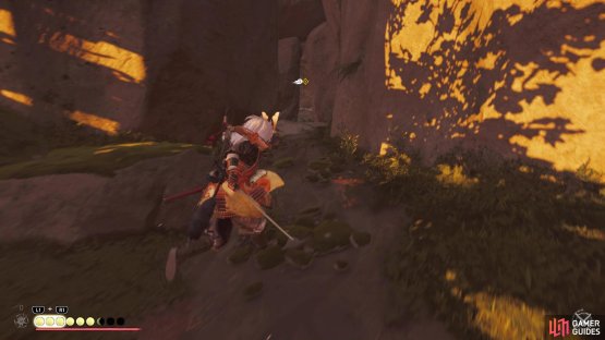 Go through this crack in the mountain