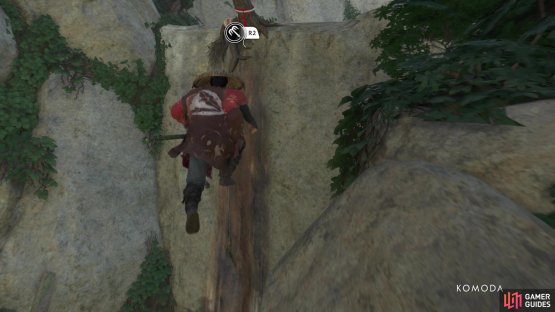 Just jump towards them and hit R2