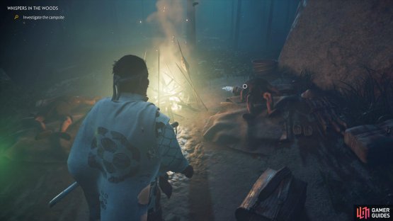 Examine the corpse and the tracks by the campfire 