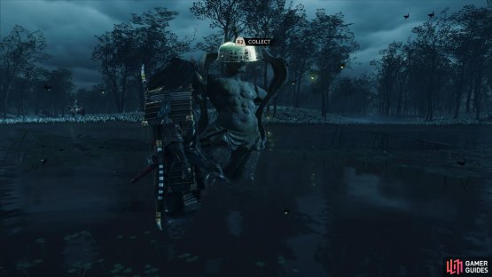 to find the Wood Spirit Staw Hat in the center of a pond. 