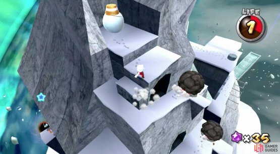 You have to make it to the snowman before the Fire Flower wears off