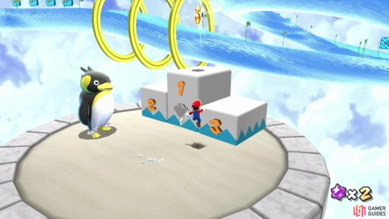 Make your way up the podium to claim your prize (left);