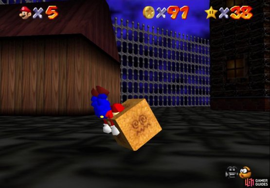 The box with the faces on it will hop three times before coughing up coins